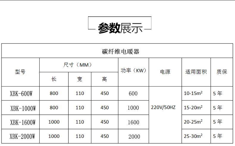 XBK-1800kw碳纤维电暖器